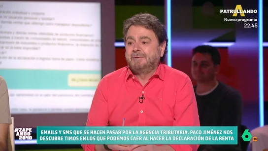 Paco Jiménez descubre los timos en los que podemos caer al hacer la declaración de la renta El periodista explica que es habitual que los estafadores envíen mensajes o correos electrónicos haciéndose pasar por la Agencia Tributaria. Pero sus timos van más allá ya que se han detectado, incluso, llamadas telefónicas.