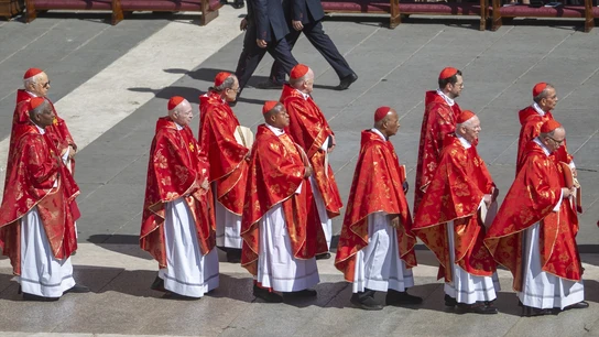 Imagen de la llegada de los cardenales al funeral del papa Francisco. Imagen de la llegada de los cardenales al funeral del papa Francisco.