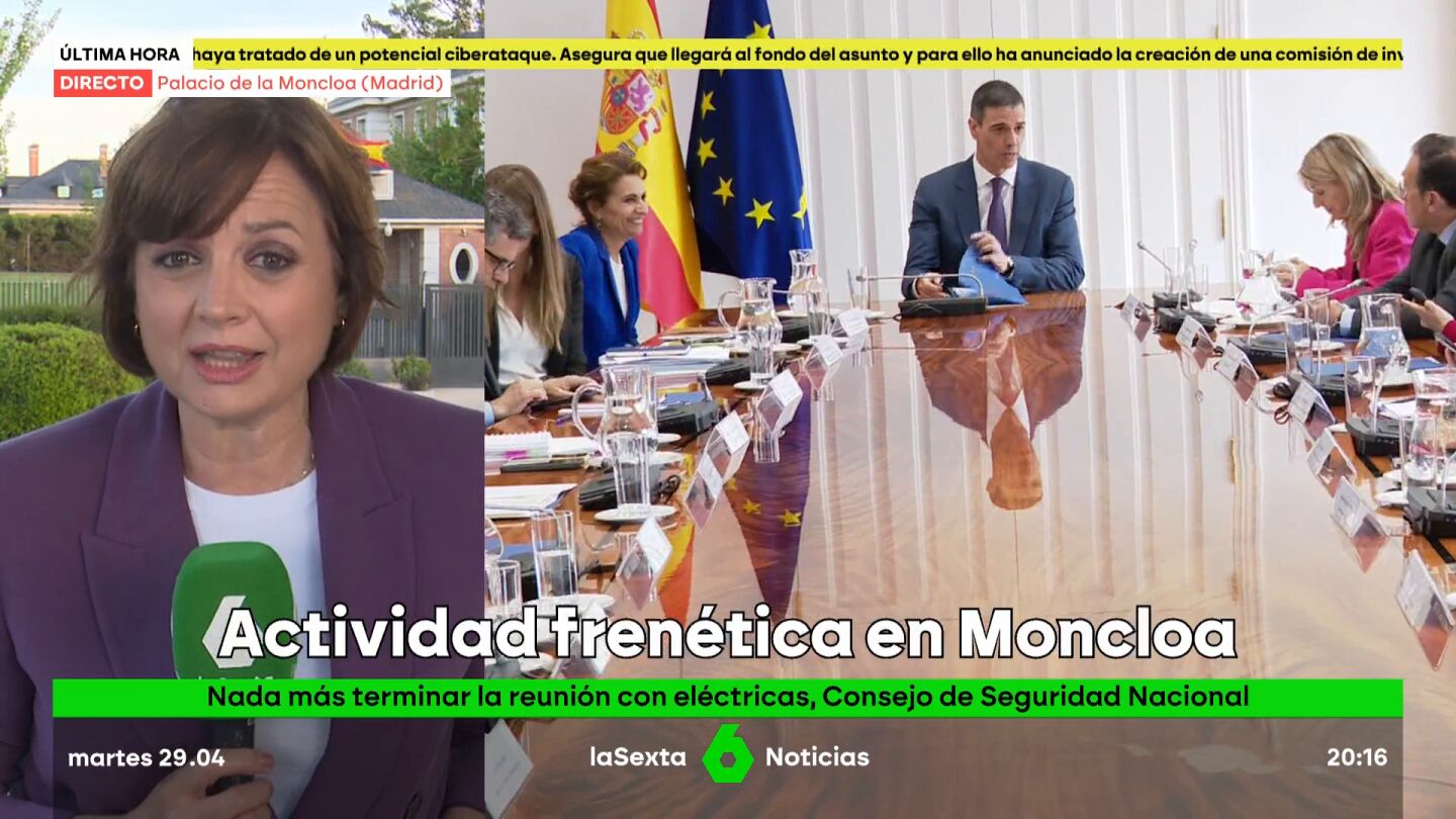 Sánchez reúne al Consejo de Seguridad Nacional tras su reunión con las eléctricas en una jornada frenética en Moncloa