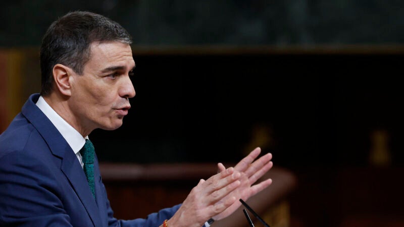 El presidente del Gobierno, Pedro Sánchez, durante una comparecencia en el Congreso