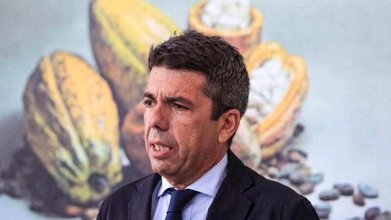 El president de la Generalitat, Carlos Mazón, atiende a los medios de comunicación