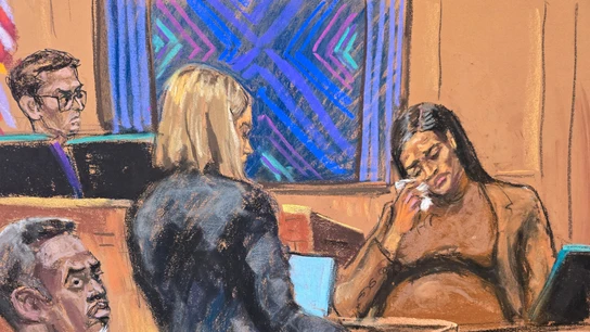 Dibujo de la declaración de la cantante Cassie en el juicio contra Diddy Combs Dibujo de la declaración de la cantante Cassie en el juicio contra Diddy Combs