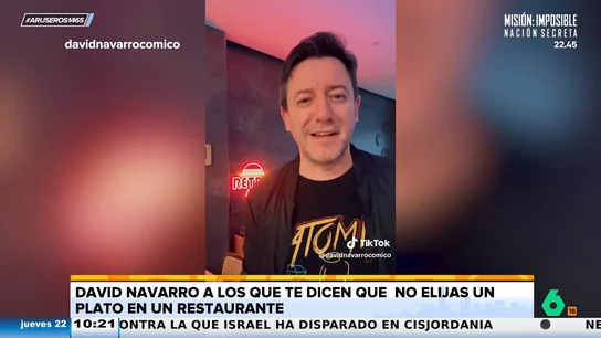 David Navarro carga contra los que te dicen qué plato no elegir en un restaurante: "No los soporto" David Navarro carga contra los que te dicen qué plato no elegir en un restaurante: "No los soporto"
