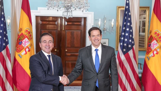 José Manuel Albares y Marco Rubio, tras su reunión en Washington. José Manuel Albares y Marco Rubio, tras su reunión en Washington.