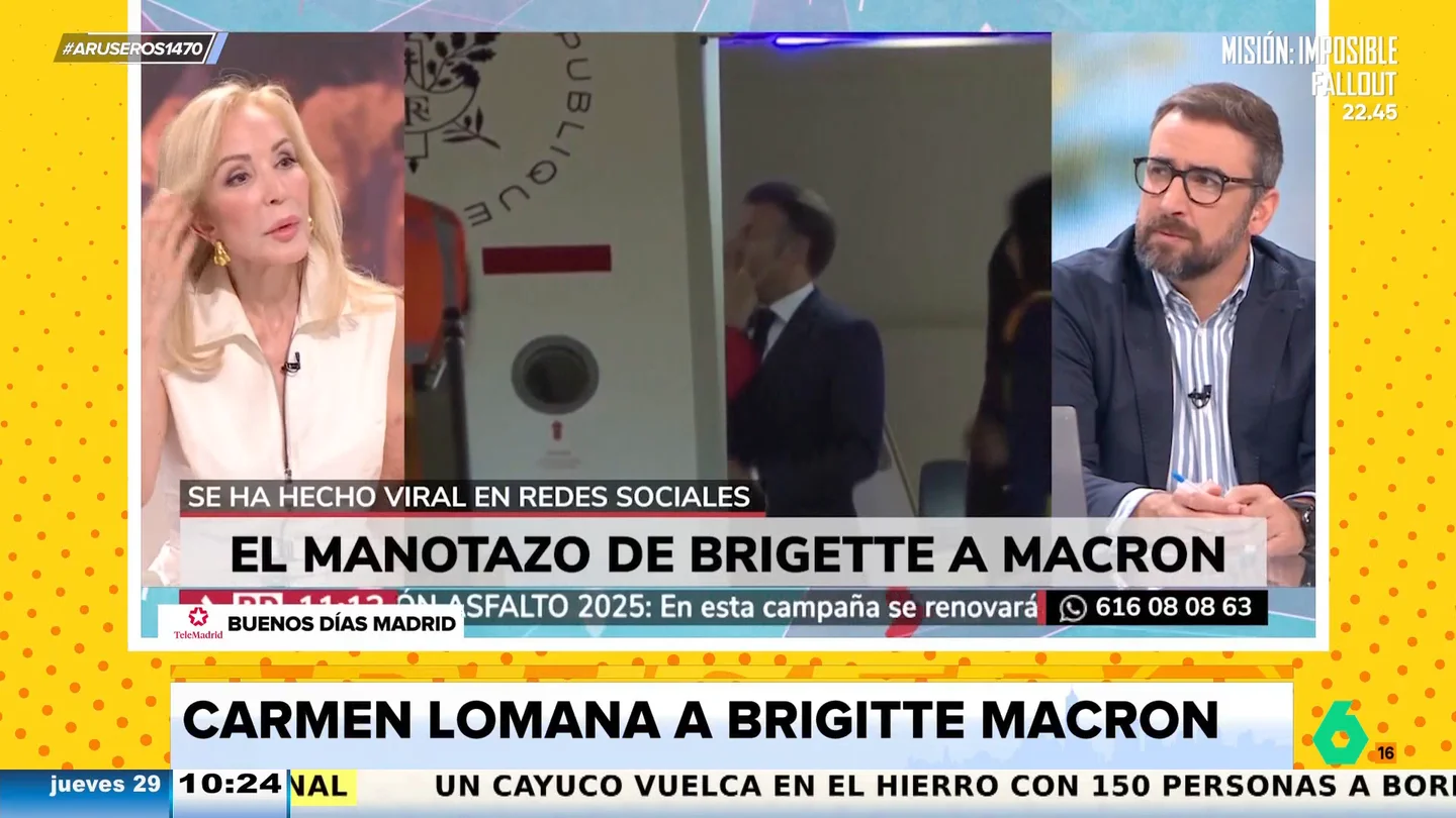 La esperanza de Carmen Lomana tras el manotazo de Brigitte a Emmanuel Macron: "Ella está escuchimizada y él, muy bien. A ver si riñen" La esperanza de Carmen Lomana tras el manotazo de Brigitte a Emmanuel Macron: "Ella está escuchimizada y él, muy bien. A ver si riñen"