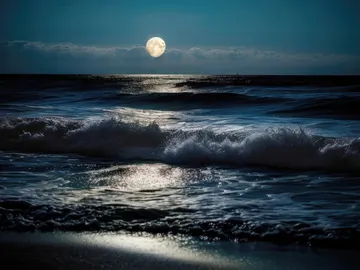 Luna sobre el mar en la noche Luna sobre el mar en la noche