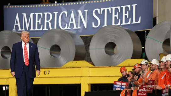 Donald Trump, en su visita a U.S. Steel Donald Trump, en su visita a U.S. Steel