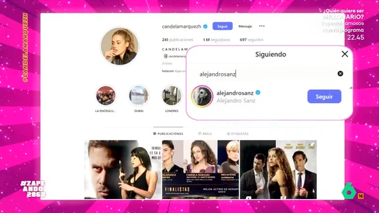 Candela Márquez vuelve a seguir en redes a Alejandro Sanz: "Ha sido el típico avisito..." La chica sorprendía dejando de seguir a su pareja en Instagram por, supuestamente, tener celos de la cantante Shakira. La colombiana y Alejandro Sanz acaban de lanzar un nuevo tema juntos 'Bésame'.