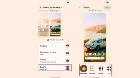 Cambiando el tamaño de los iconos Cambiando el tamaño de los iconos