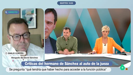 Emilio Cortés, abogado del hermano de Pedro Sánchez, sobre el escrito que han presentado: "No he puesto a escurrir a nadie" El abogado de David Sánchez, hermano del presidente del Gobierno, ha presentado las alegaciones para evitar el juicio por prevaricación y tráfico de influencias.