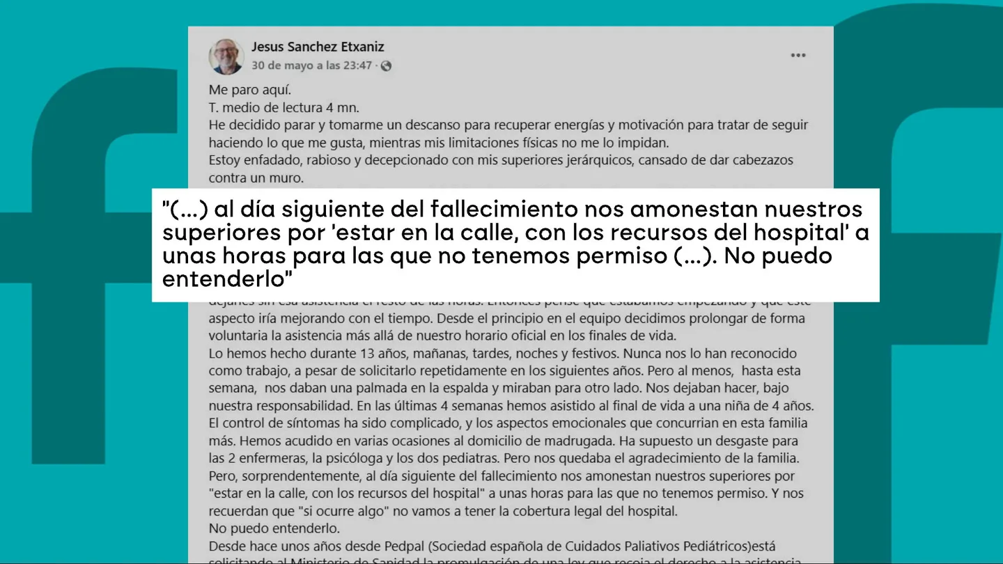 La sanidad vasca amonesta a un pediatra por dar cuidados paliativos a una niña fuera del turno La sanidad vasca amonesta a un pediatra por dar cuidados paliativos a una niña fuera del turno