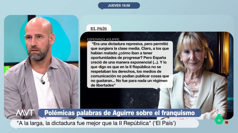 Gonzalo Miró, sobre la defensa de Esperanza Aguirre al franquismo y a Milei: "Me gusta que la gente enseñe la patita"