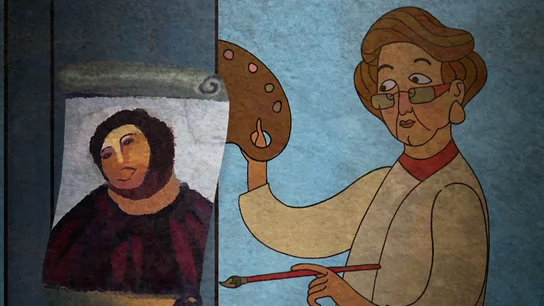 El párroco autorizó a Cecilia a restaurar el Ecce Homo de Borja: "A veces le decía que había que darle una 'manica' a las pinturas" El párroco autorizó a Cecilia a restaurar el Ecce Homo de Borja: "A veces le decía que había que darle una 'manica' a las pinturas"