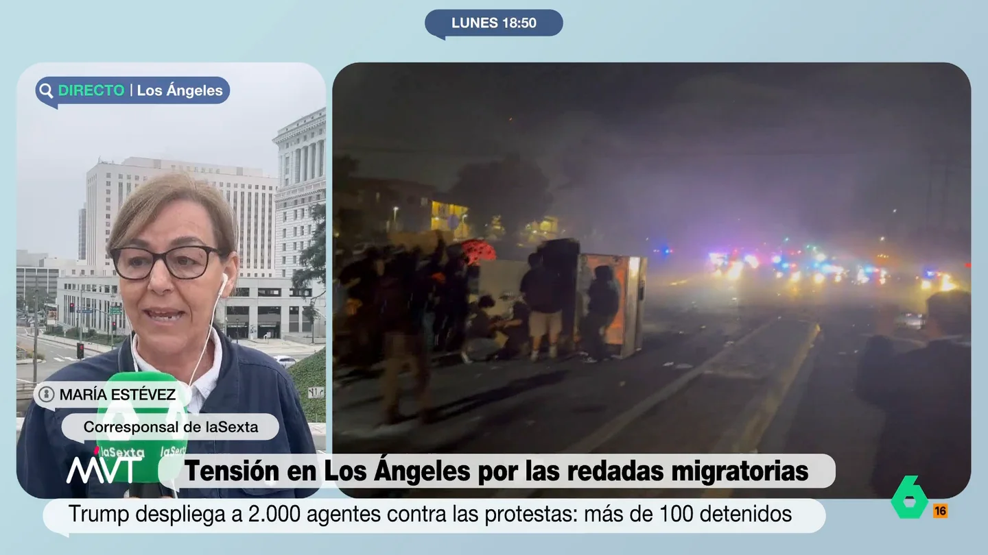 María Estévez, sobre las protestas en Los Ángeles: "Se está intentando evitar que se extiendan en el resto de EEUU" La corresponsal explica que el gobernador y la alcaldesa de la ciudad están muy preocupados por el lenguaje utilizado por JD Vance o Trump, que califican las protestas como "insurrección".