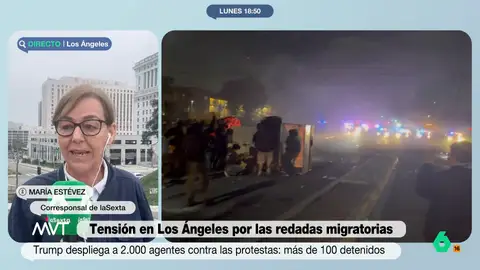 María Estévez, sobre las protestas en Los Ángeles: "Se está intentando evitar que se extiendan en el resto de EEUU" La corresponsal explica que el gobernador y la alcaldesa de la ciudad están muy preocupados por el lenguaje utilizado por JD Vance o Trump, que califican las protestas como "insurrección".