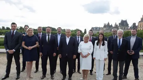 El líder de Vox, Santiago Abascal, con otros líder internacionales antes de la reunión de Patriots El líder de Vox, Santiago Abascal, con otros líder internacionales antes de la reunión de Patriots