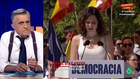 Wyoming responde a Ayuso tras hablar de "falta de libertad": "La clásica dictadura que en vez de mordaza, te pone micro y una plaza" Wyoming reacciona al discurso de Ayuso durante la concentración de ayer del Partido Popular y le responde rotundo en este vídeo de El Intermedio: "No dice la verdad ni cuando miente".