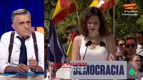 Wyoming responde a Ayuso tras hablar de "falta de libertad": "La clásica dictadura que en vez de mordaza, te pone micro y una plaza" Wyoming reacciona al discurso de Ayuso durante la concentración de ayer del Partido Popular y le responde rotundo en este vídeo de El Intermedio: "No dice la verdad ni cuando miente".