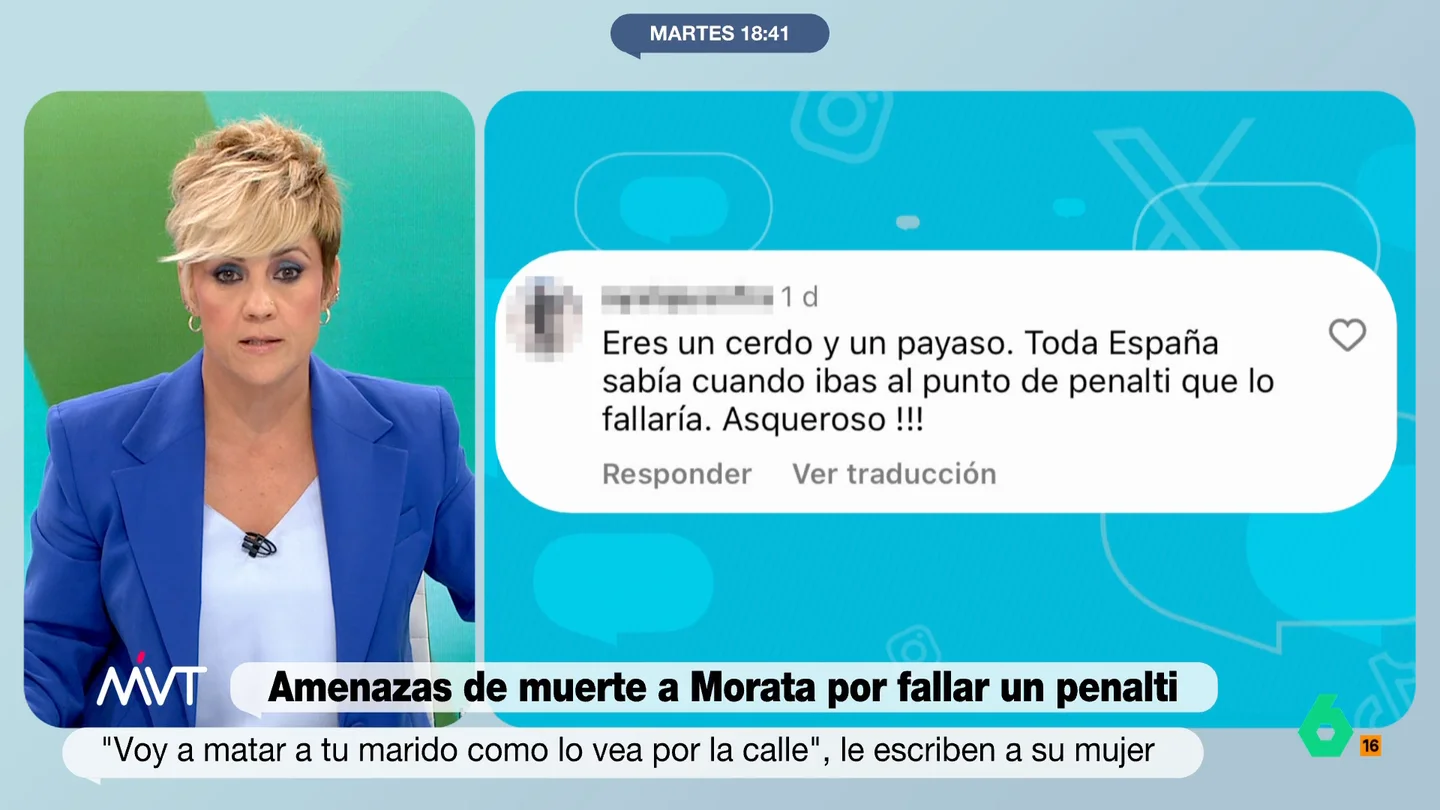 El rotundo mensaje de Cristina Pardo a los 'haters' de Morata: "Que tire el penalti tu madre" El rotundo mensaje de Cristina Pardo a los 'haters' de Morata: "Que tire el penalti tu madre"