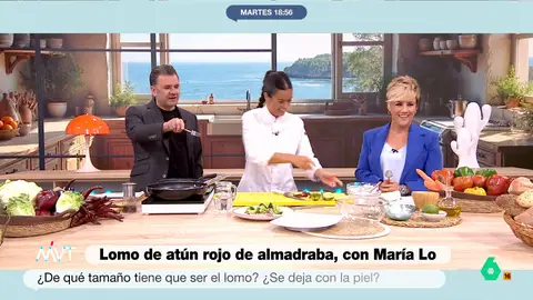 Así valora Iñaki López la última receta de María Lo: "Esto lo hace Ábalos y le desimputan en cinco minutos" La cocinera ha presentado una propuesta con atún rojo de Almadraba que, como ha comentado, está en temporada. Además, ha acompañado su plato con una salsa de yogur, brócoli y piñones.