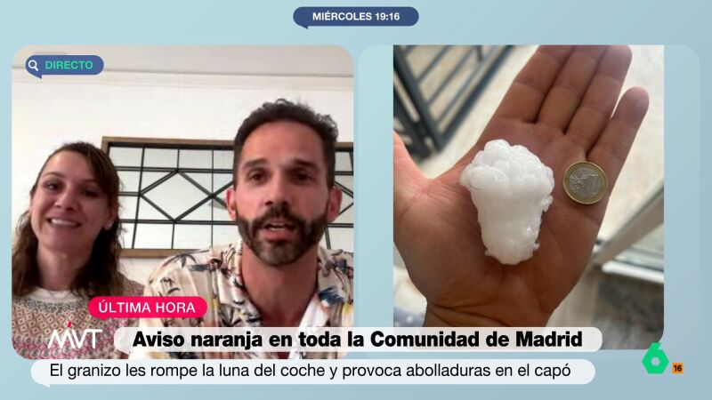 Una pareja de Moraleja de Enmedio, tras sufrir la tremenda granizada en Madrid: "Tengo las piernas destrozadas"