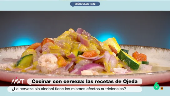 La mejor receta para el verano del nutricionista Pablo Ojeda: ensalada templada de gambas y verduras con vinagreta de cerveza Descubre esta receta fresca de ensalada templada de gambas y verduras de Pablo Ojeda, servida con una vinagreta ligera de cerveza. Perfecta para el calor, nutritiva y fácil al estilo Más Vale Tarde.