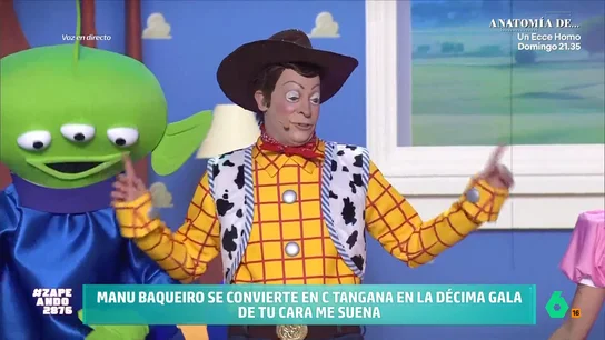 Manu Baqueiro desvela cómo vivió su actuación como Woody en 'Tu cara me suena': "Me quise ir del país" El actor se ha convertido en Javier Gurruchaga, Robert Smith, de The Cure o Jesús Cifuentes, de Celtas Cortos. No te pierdas cómo está siendo su paso por el programa de Antena 3 en el vídeo principal.