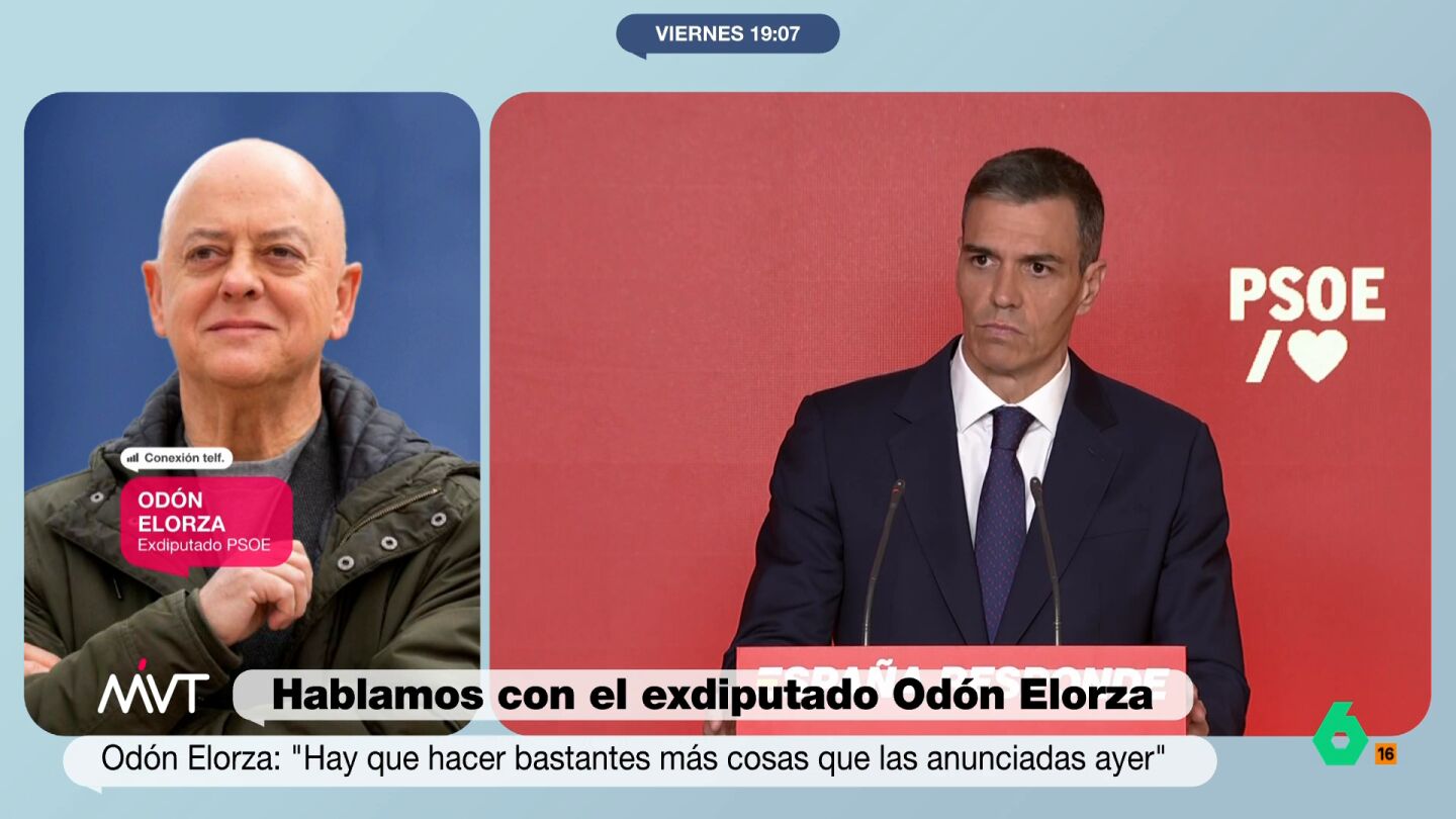 Od&oacute;n Elorza, exdiputado socialista: "Pedro S&aacute;nchez podr&iacute;a someterse a una cuesti&oacute;n de confianza"