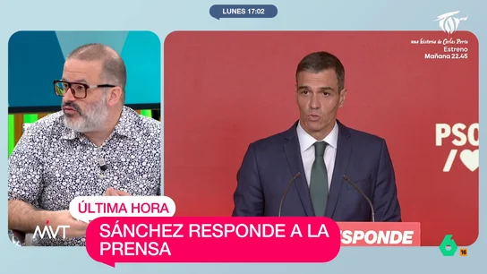Edu Galán, tras la intervención de Pedro Sánchez: "PP y Vox están facilitándoselo, no hay oposición válida" El periodista expone que, hasta que se ha conocido el escándalo que ha implicado a Santos Cerdán dentro de la trama corrupta del caso Koldo, "Feijóo estaba con Mazón, apoyándolo".