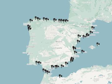 Mapa playas bandera negra 2025