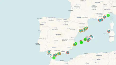 Mapa de las playas de España con más medusas Mapa de las playas de España con más medusas