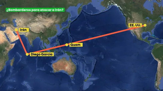 Posible ruta de los bombarderos estadounidenses Posible ruta de los bombarderos estadounidenses