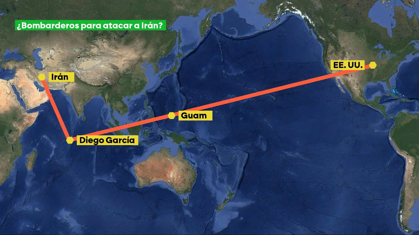 Posible ruta de los bombarderos estadounidenses Posible ruta de los bombarderos estadounidenses