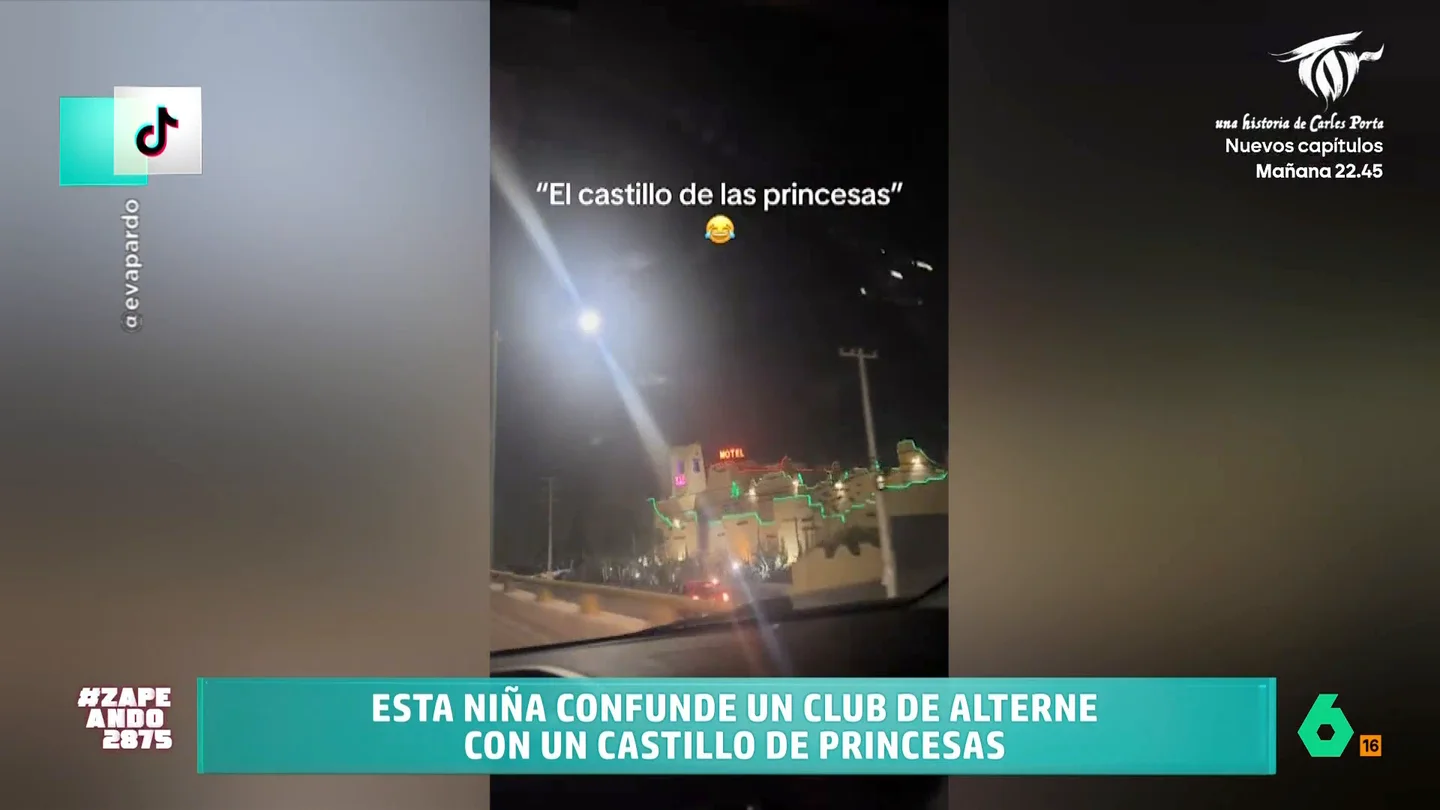 La inocente reacción de una niña al pasar por delante de un club de alterne: "¡Es un castillo de princesas!" "Y luego dentro del parking están esperando para entrar el príncipe azul y siete enanitos", ironiza Quique Peinado en este vídeo al ver cómo una niña confunde un club de alterne con un castillo de princesas.