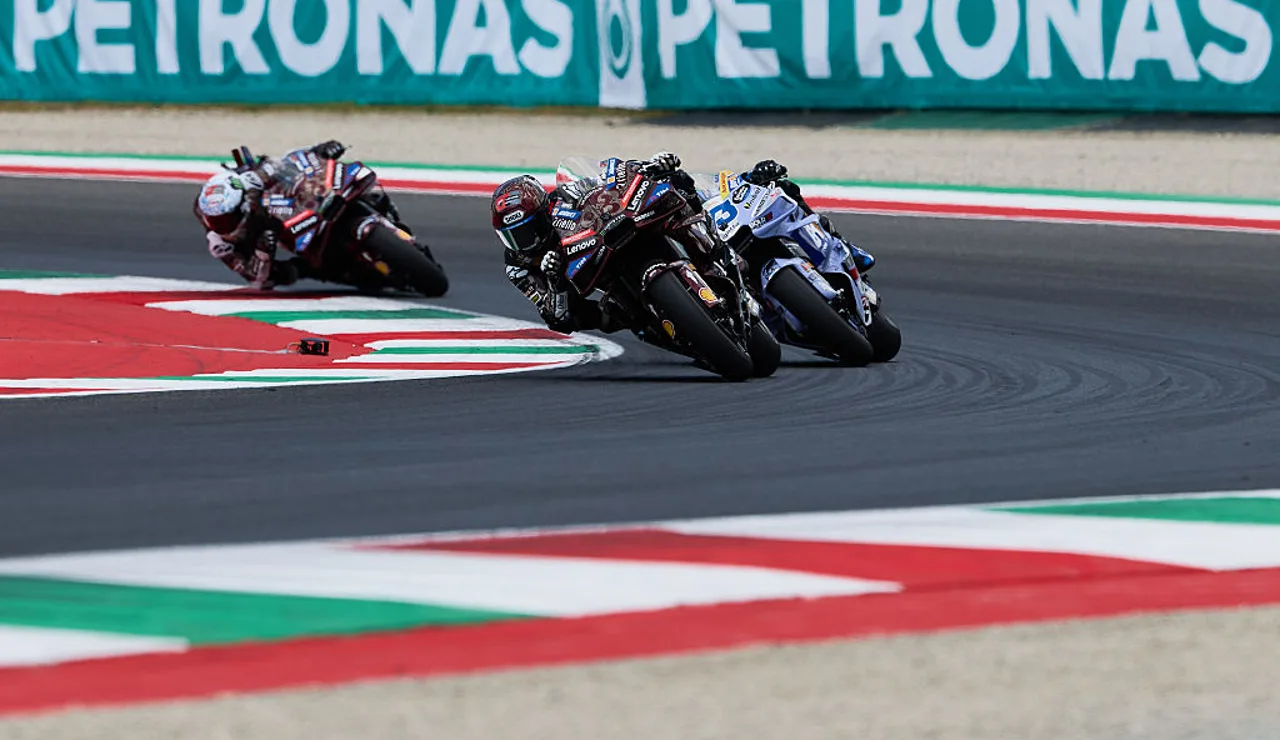 Marc Márquez, Álex Márquez y Pecco Bagnaia, en el GP de Italia
