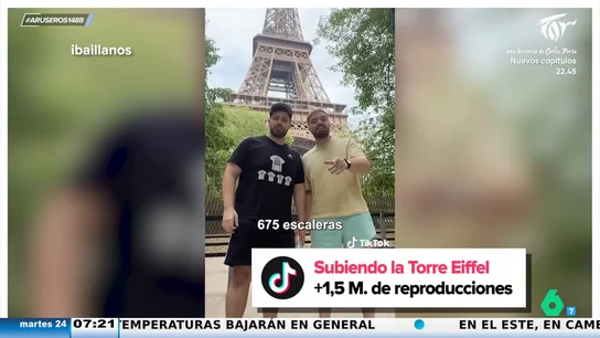 Ibai Llanos intenta subir la Torre Eiffel en tiempo récord Ibai Llanos intenta subir la Torre Eiffel en tiempo récord