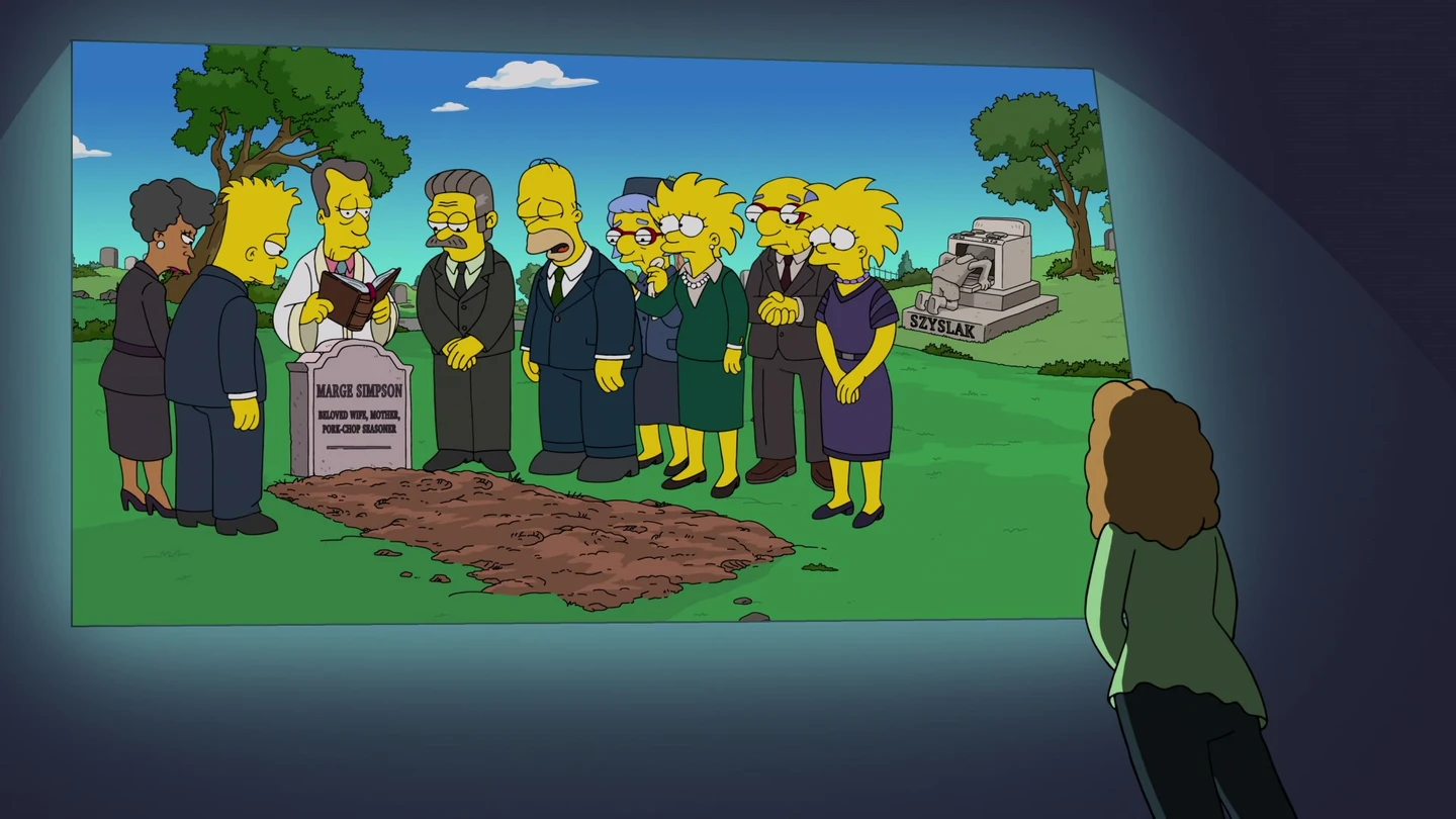El momento del funeral de Marge Simpson en 'Los Simpson' El momento del funeral de Marge Simpson en 'Los Simpson'