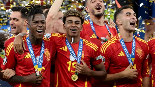 Nico Williams, Lamine Yamal y Ferran Torres Nico Williams, Lamine Yamal y Ferran Torres