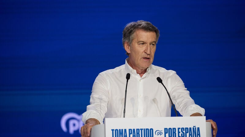 El presidente del Partido Popular (PP), Alberto Núñez Feijóo, este sábado en el XXI Congreso Nacional de la formación.
