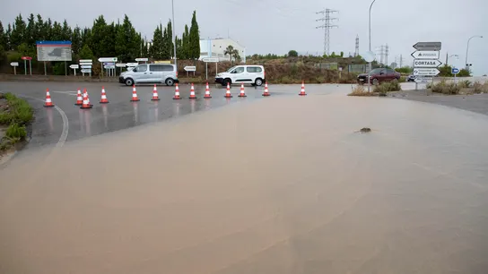 Una carretera inundada próxima a la localidad zaragozana de Grisén este sábado Una carretera inundada próxima a la localidad zaragozana de Grisén este sábado