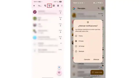 Silenciando los mensajes de un contacto Silenciando los mensajes de un contacto