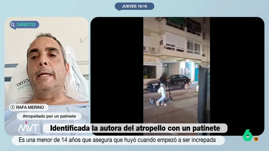 Rafa Merino, atropellado por un patinete eléctrico: "Si a mí me ha destrozado, imagina la desgracia si hubiera sido mi hijo" "No tiene ningún sentido que para conducir un ciclomotor te tengas que sacar un carnet y para conducir un patinete basta con que te compres uno", comenta Rafa Merino, atropellado por una menor de 14 años con su patinete eléctrico.