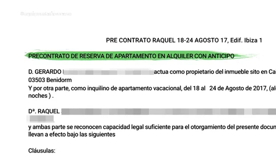 Así es el contrato de la falsa agencia 'Vacaciones Estrella' con el que estafaba a familias españolas en verano Así es el contrato de la falsa agencia 'Vacaciones Estrella' con el que estafaba a familias españolas en verano
