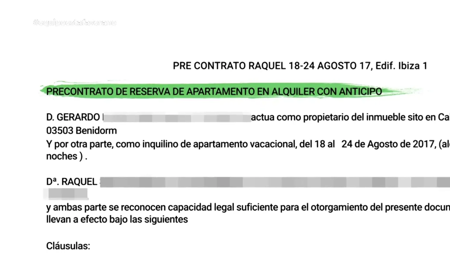 Así es el contrato de la falsa agencia 'Vacaciones Estrella' con el que estafaba a familias españolas en verano Así es el contrato de la falsa agencia 'Vacaciones Estrella' con el que estafaba a familias españolas en verano