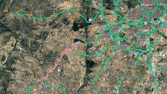 La A-5, cortada a la altura de Navalcarnero por el incendio de Méntrida (Toledo) La A-5, cortada a la altura de Navalcarnero por el incendio de Méntrida (Toledo)