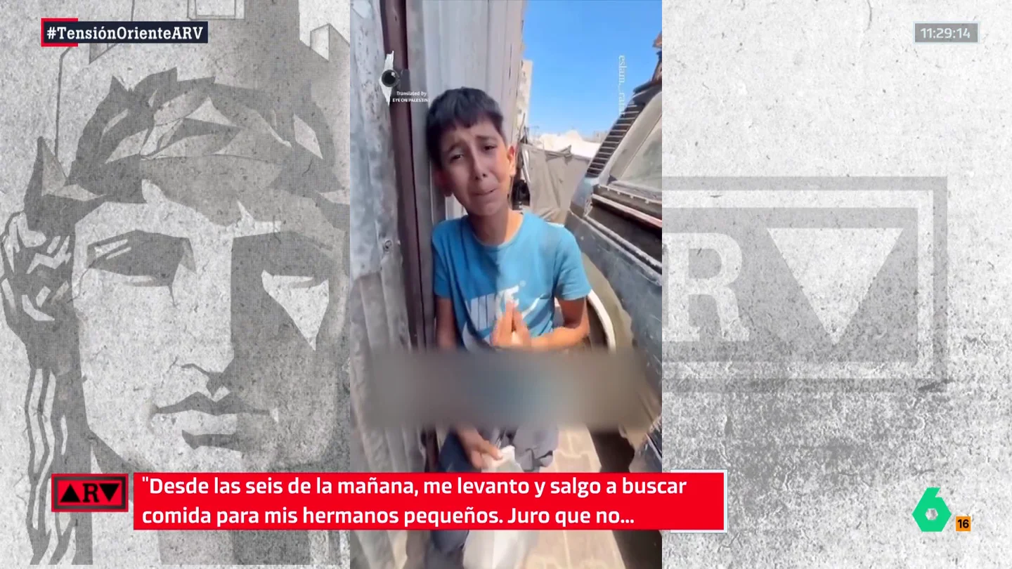 Las lágrimas de un niño gazatí al no conseguir comida Las lágrimas de un niño gazatí al no conseguir comida