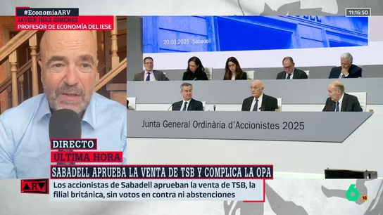 Díaz-Giménez desvela cuáles son las dos consecuencias de la venta de TSB: "Sabadell está amargándole la OPA a BBVA" Díaz-Giménez desvela cuáles son las dos consecuencias de la venta de TSB: "Sabadell está amargándole la OPA a BBVA"