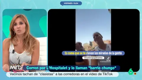 Carmen Morodo sugiere a las influencers que corrieron por Hospitalet "pisar de verdad" los barrios: "Les va a sumar" Dos jóvenes se grabaron corriendo por el barrio de La Florida, en Hospitalet, afirmando que era "el barrio más chungo de Barcelona". Muchos usuarios han criticado a las influencers, tildándolas de clasistas.