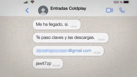 Así cayeron los 500 estafados de la reventa de Coldplay: el estafador daba su cuenta de Tickemaster para una única entrada Así cayeron los 500 estafados de la reventa de Coldplay: el estafador daba su cuenta de Tickemaster para una única entrada