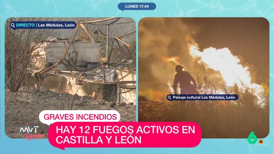 Un torbellino de fuego azuzado por las altas temperaturas descontroló el incendio de Las Médulas Un torbellino de fuego azuzado por las altas temperaturas descontroló el incendio de Las Médulas